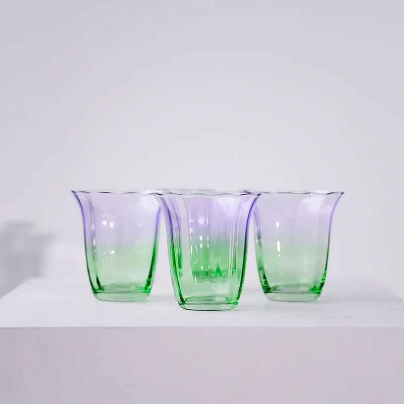 Home Lab Fleur Stemless Glass Green Lilac Set Of 4 image number 2